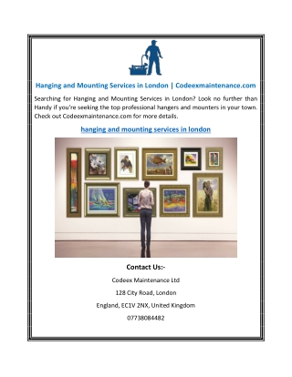 Hanging and Mounting Services in London | Codeexmaintenance.com