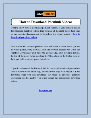 How to Download Pornhub Videos  Saveporn.net