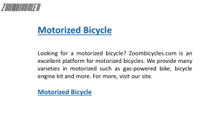 Motorized Bicycle    Zoombicycles.com