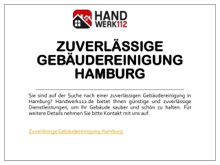 Zuverlässige Gebäudereinigung Hamburg | Handwerk112.de