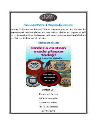 Plaques And Patches | Plaquesandpatches.com