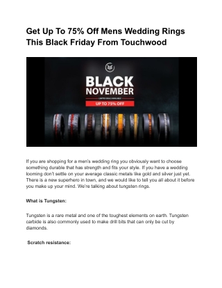 Get Up To 75% Off Mens Wedding Rings This Black Friday From Touchwood