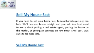 Sell My House Fast    Fastcashhomebuyers.org