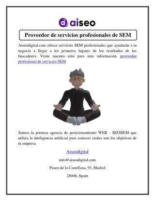 Proveedor de servicios profesionales de SEM  aiseodigital
