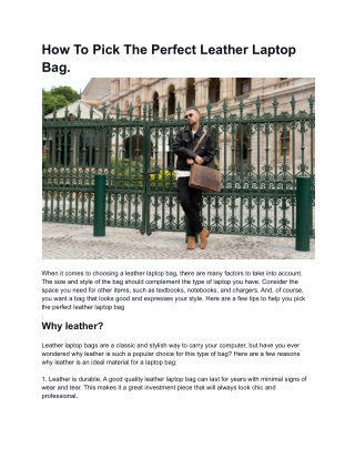 How To Pick The Perfect Leather Laptop Bag