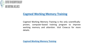 Cogmed Working Memory Training    Cnew.ca