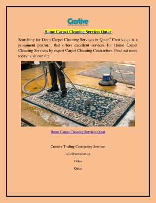 Home Carpet Cleaning Services Qatar  Crestive.qa