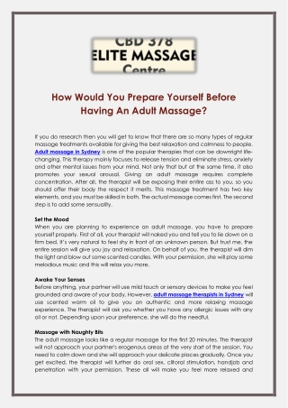 How Would You Prepare Yourself Before Having An Adult Massage