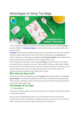 Advantages of Using Tea Bags