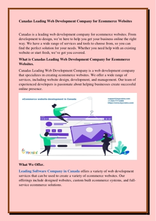 Canadas Leading Web Development Company for Ecommerce Websites