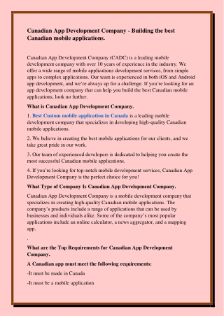 Canadian App Development Company - Building the best Canadian mobile applications.