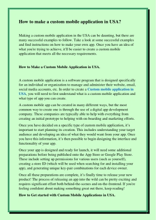 How to make a custom mobile application in USA