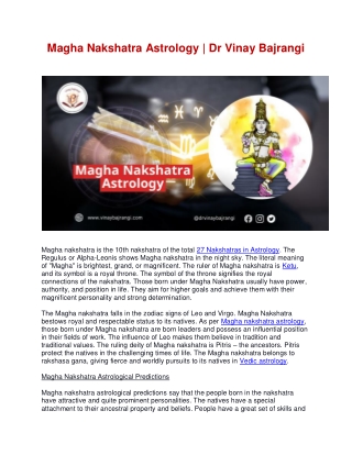 Magha Nakshatra Astrology | Dr Vinay Bajrangi