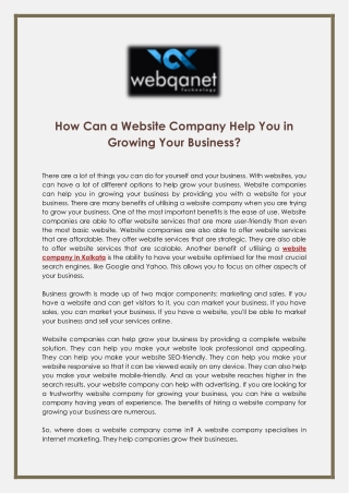 How Can a Website Company Help You in Growing Your Business