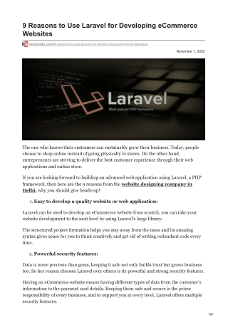 9 Reasons to Use Laravel for Developing eCommerce Websites