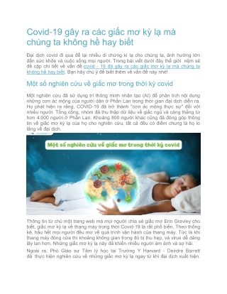 Covid-19 gây ra các giấc mơ kỳ lạ mà chúng ta không hề hay biết