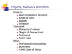 Projects, teamwork and ethics