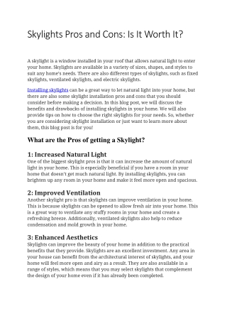 Skylights Pros and Cons Is It Worth It