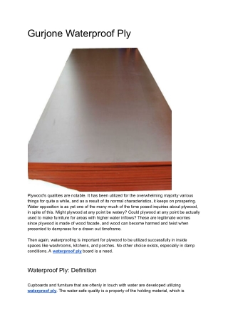 Gurjone _ Waterproof Ply