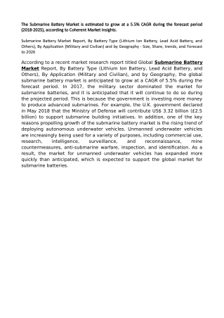 The Submarine Battery Market