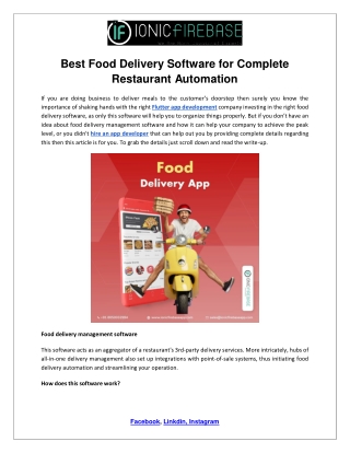 Best Food Delivery Software for Complete Restaurant Automation