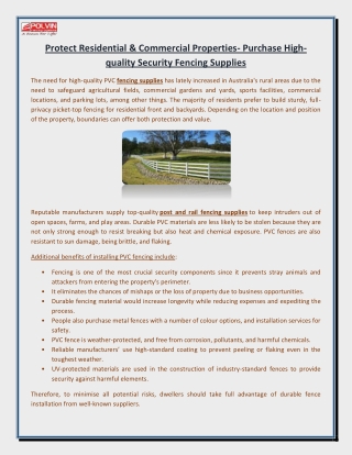 Protect Residential & Commercial Properties- Purchase High-quality Security Fencing Supplies