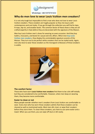 Why do men love to wear Louis Vuitton men sneakers?