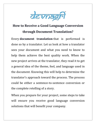 How to Receive a Good Language Conversion through Document Translation?