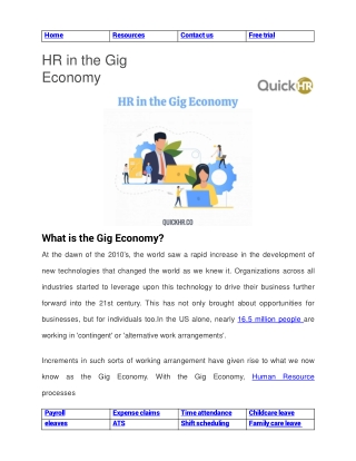 HR in the Gig Economy