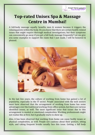 Unisex Massage Parlour center in Andheri