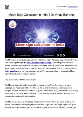 Moon Sign Calculator in India | Dr Vinay Bajrangi