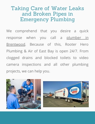 Taking Care of Water Leaks and Broken Pipes in Emergency Plumbing