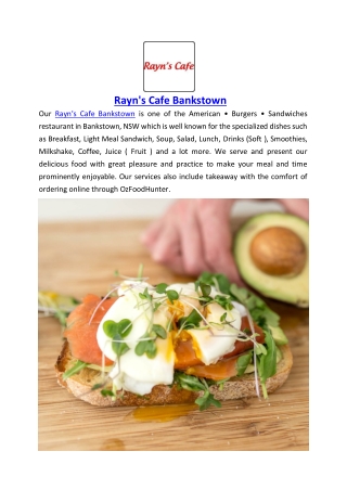 Up to 10% offer Rayn's Cafe Bankstown – Order Now