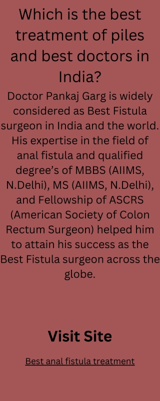 Best anal fistula treatment