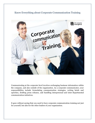 Know Everything about Corporate Communication Training