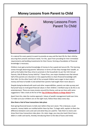 Money Lessons from Parent to Child