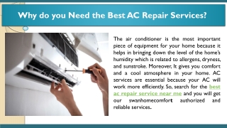 Why do you Need the Best AC Repair Services