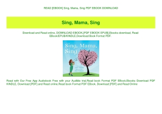 READ [EBOOK] Sing  Mama  Sing PDF EBOOK DOWNLOAD