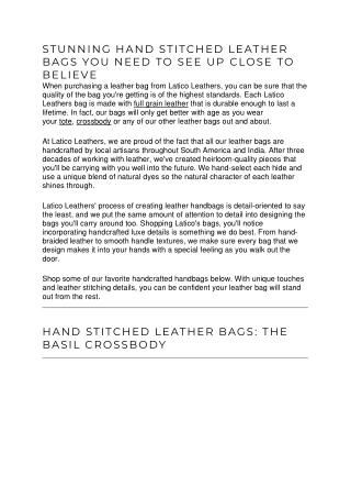 STUNNING HAND STITCHED LEATHER BAGS YOU NEED TO SEE UP CLOSE TO BELIEVE