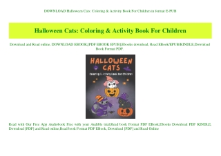 DOWNLOAD Halloween Cats Coloring & Activity Book For Children in format E-PUB