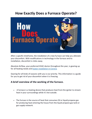 How Exactly Does a Furnace Operate