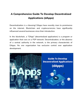 A Comprehensive Guide To Develop Decentralized Applications (dApps)