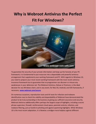 Why is Webroot Antivirus the Perfect Fit For Windows