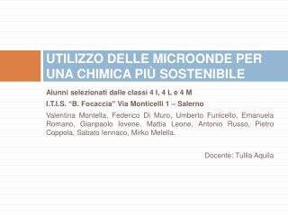 UTILIZZO DELLE MICROONDE PER UNA CHIMICA PIÙ SOSTENIBILE