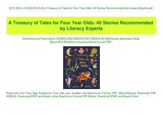 [D.O.W.N.L.O.A.D] [R.E.A.D] A Treasury of Tales for Four Year Olds 40 Stories Recommended by Literacy Experts pdf