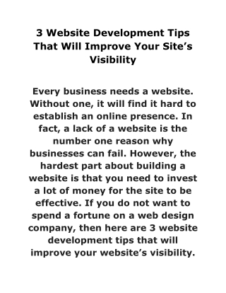 3 Website Development Tips That Will Improve Your Site’s Visibility