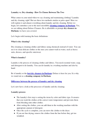 Laundry vs Dry cleaning - How To Choose Between The Two