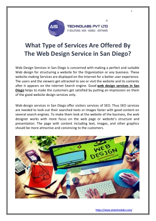 What Type of Services Are Offered By the Web Design Service in San Diego?
