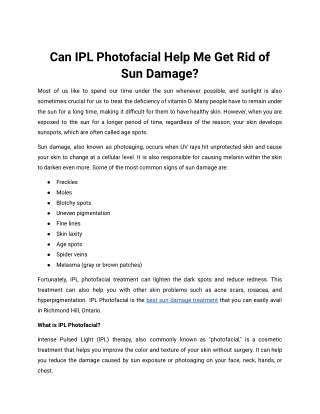 Can IPL Photofacial Help Me Get Rid of Sun Damage_