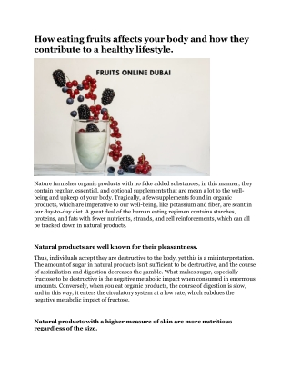 How eating fruits affects your body and how they contribute to a healthy lifestyle